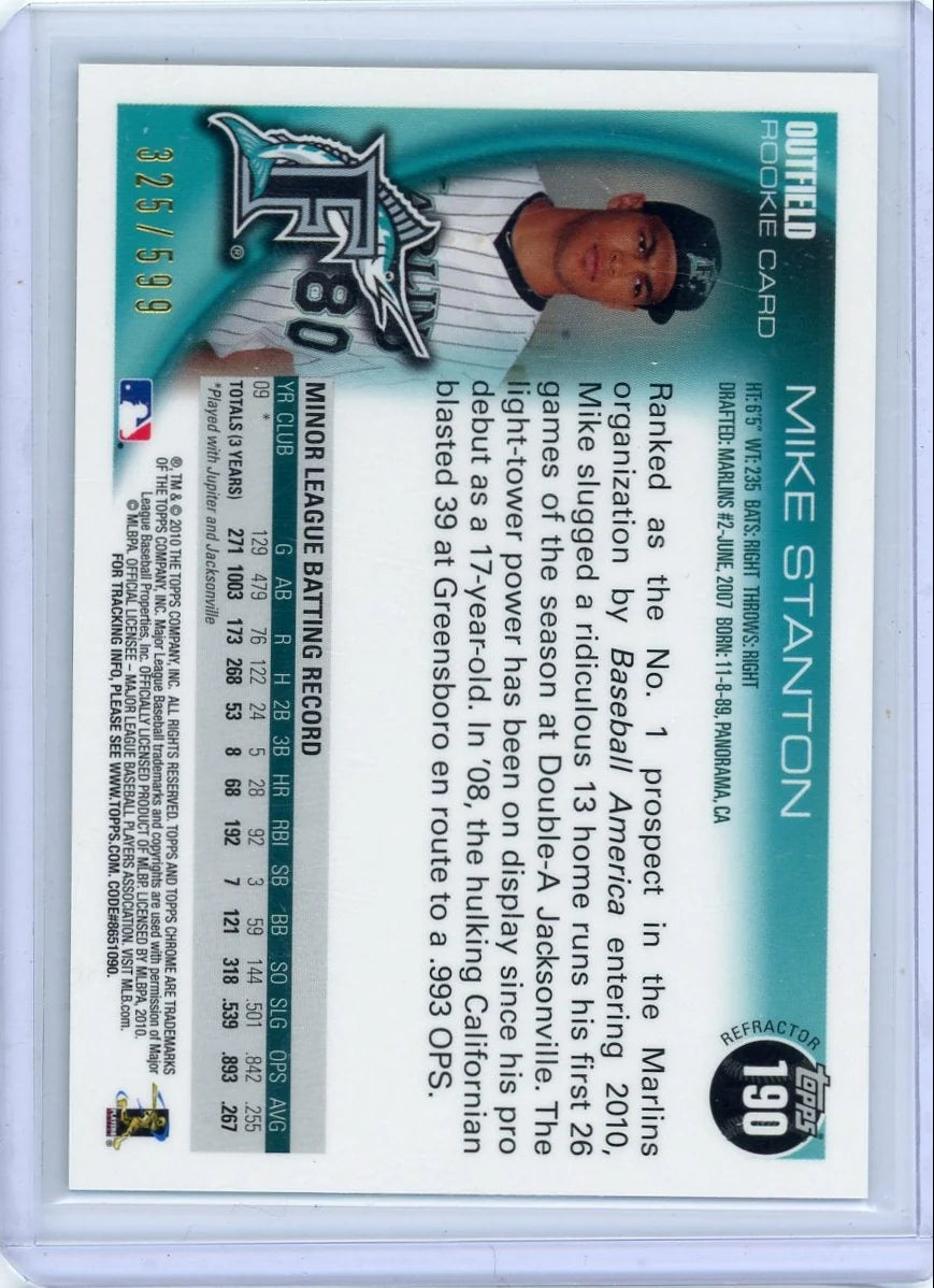 Mike (Giancarlo) Stanton 2010 Topps Chrome rookie card green ref. #'d 325/599