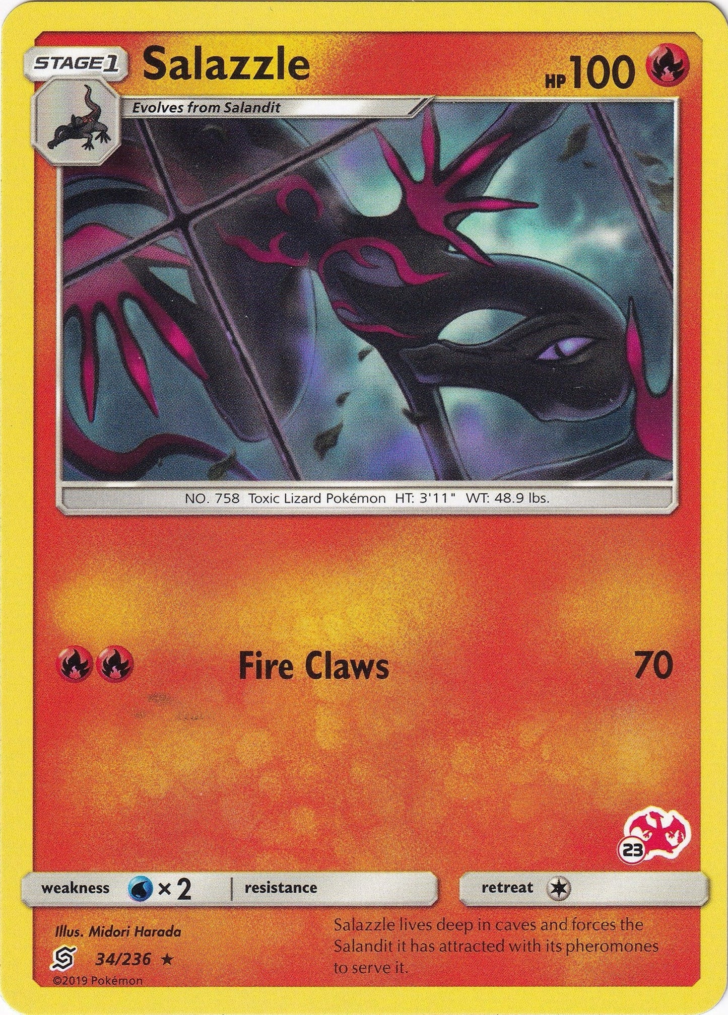 Salazzle - 34/236 (#23 Charizard Stamped) (034/236) (Battle Academy) (BTA)