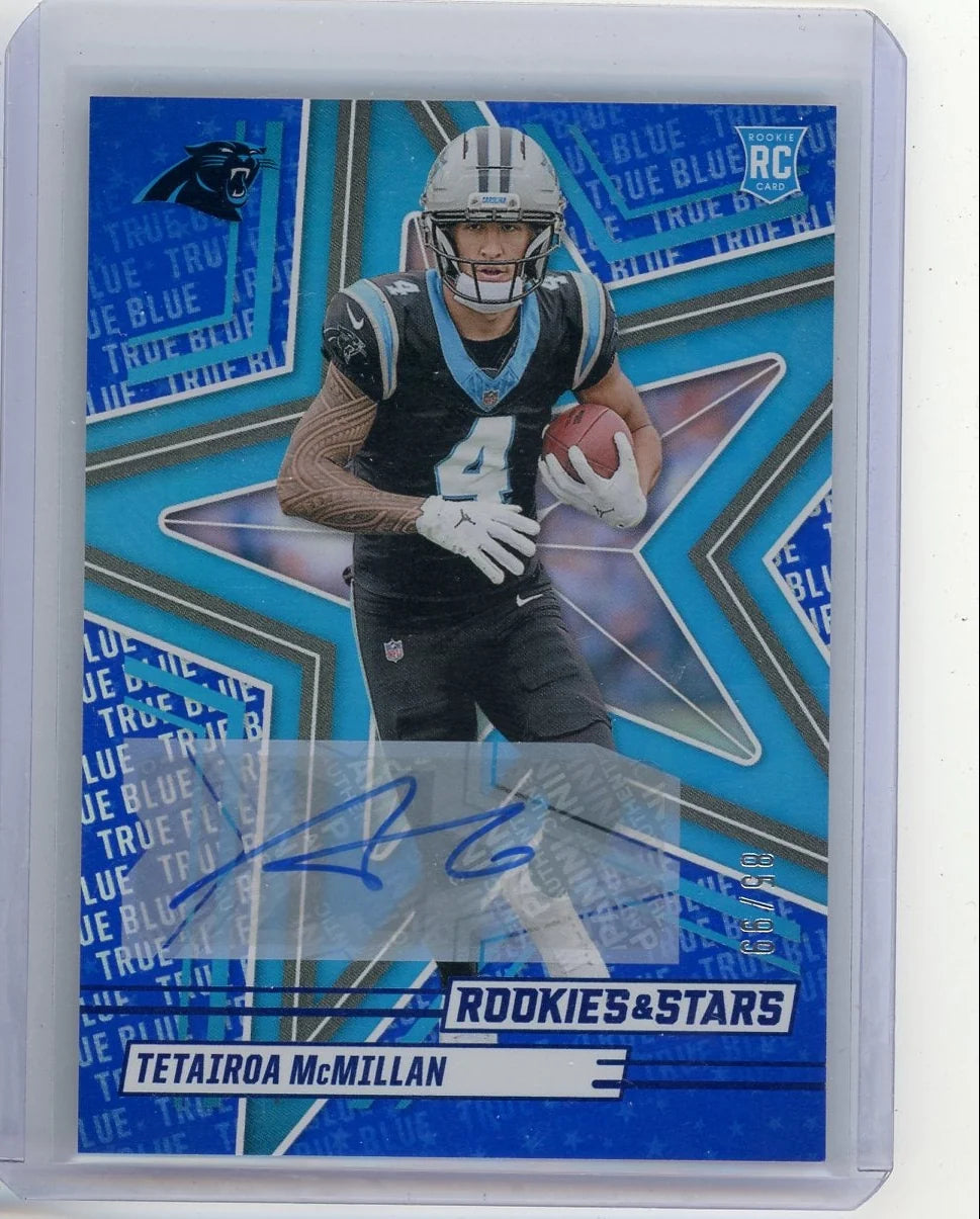 Tetairoa McMillan 2025 Panini Rookies & Stars Auto True Blue #'d 85/99