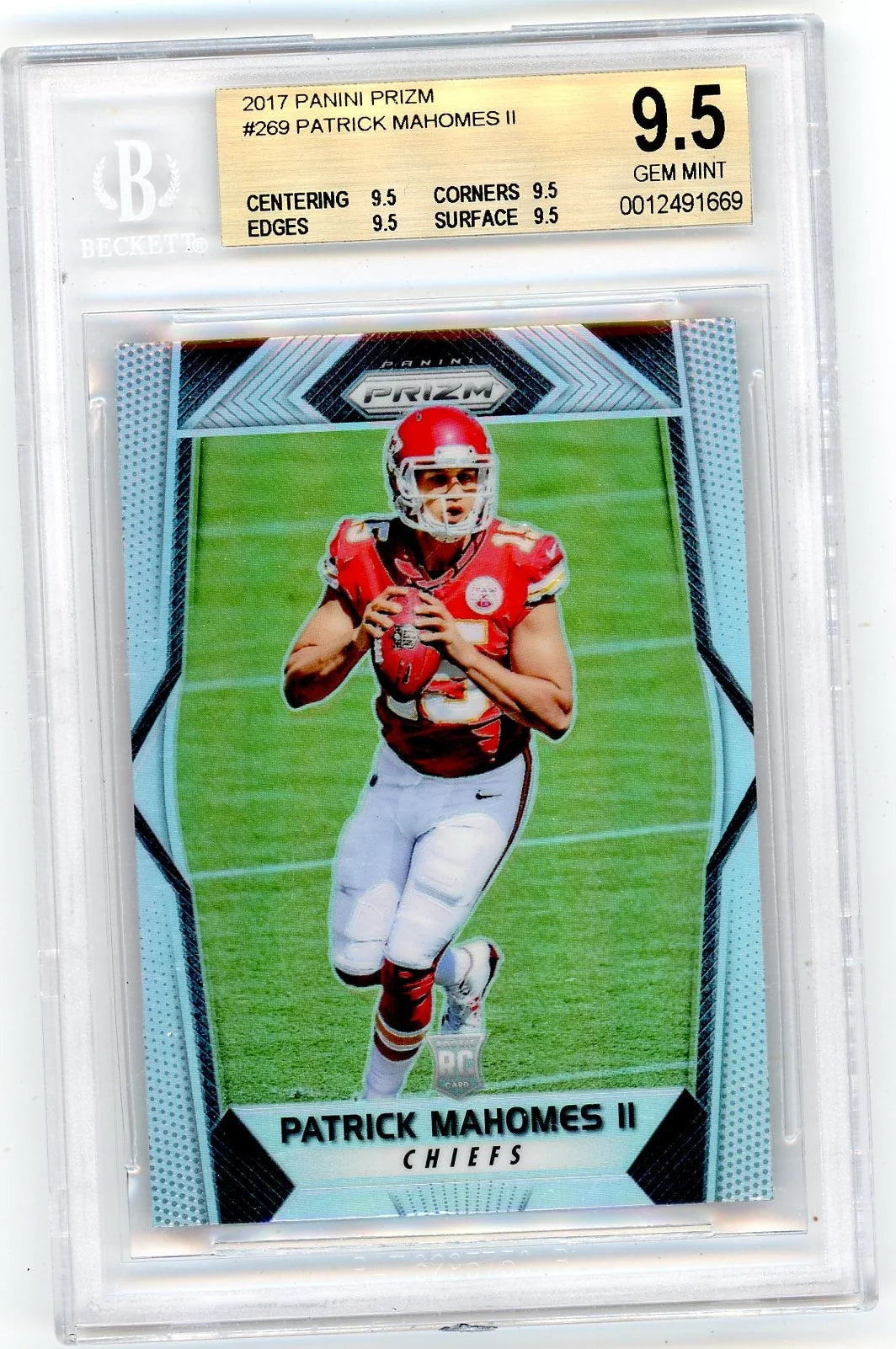 Patrick Mahomes 2017 Panini Prizm Silver Prizm RC BGS 9.5