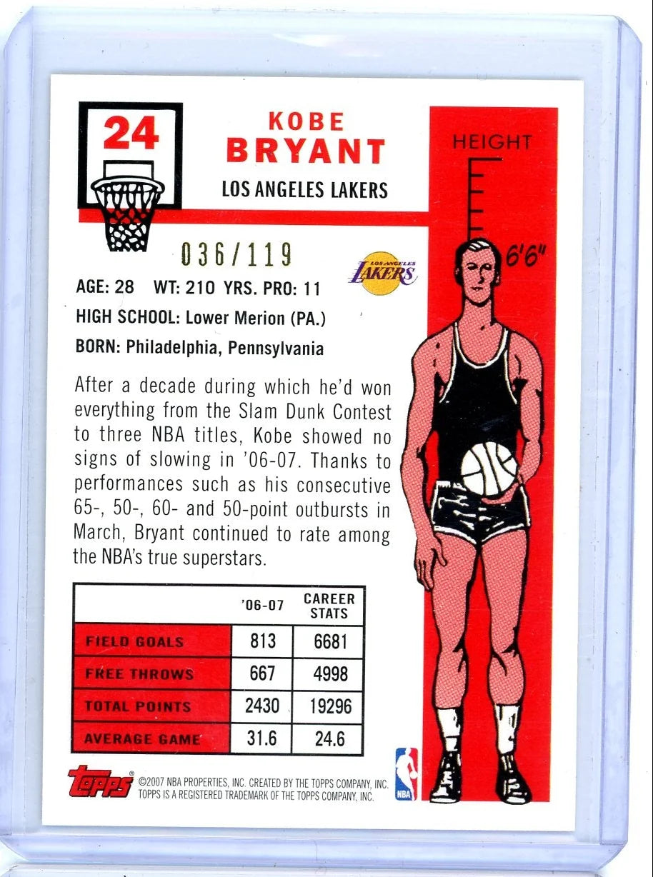 Kobe Bryant 2007 Topps 50th Anniversary 1st Edition #'d 036/119