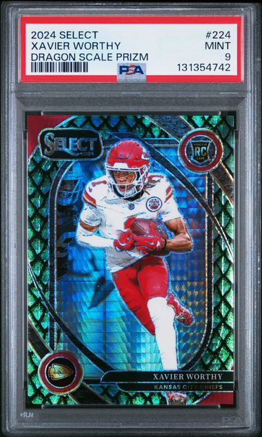 Xavier Worthy 2024 Panini Select Dragon Scale Rookie #'d 19/81 PSA 9
