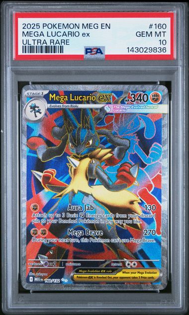Mega Lucario ex Pokémon Mega Evolution Ultra Rare #160/132 PSA 10