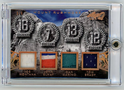Joe Montana/John Elway/Dan Marino/Tom Brady 2017 Leaf Q Mount Rushmore #'d 3/9