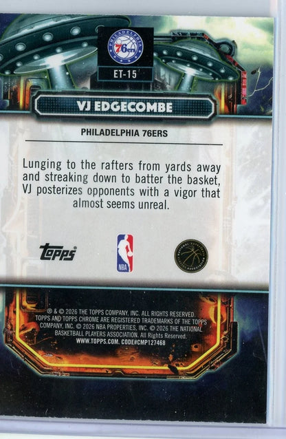 VJ Edgecombe 2025 Topps Cosmic Chrome Extra Terrestrial Blue Moon #'d 41/99