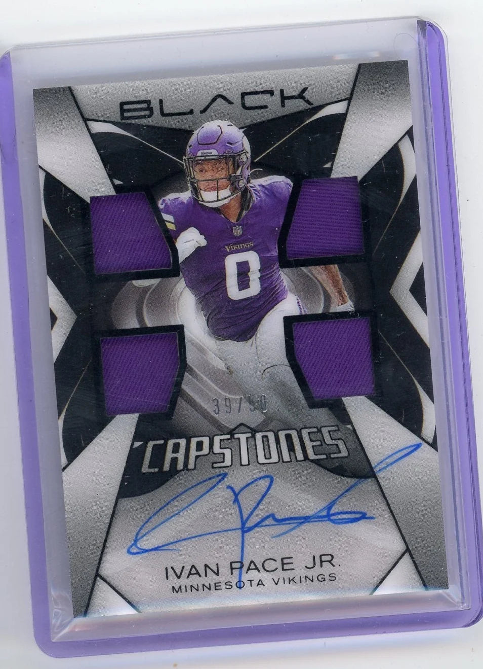 Ivan Pace Jr. 2025 Panini Black Capstones Quad Patch Auto #'d 39/50