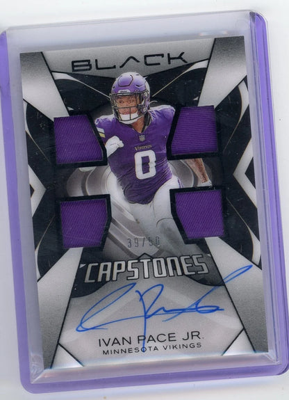 Ivan Pace Jr. 2025 Panini Black Capstones Quad Patch Auto #'d 39/50