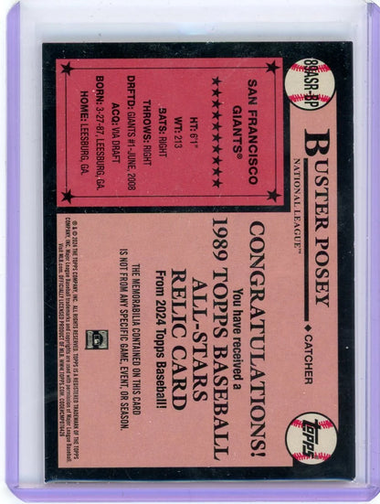Buster Posey 2024 Topps Series One 1989 35th Anniversary Bat Relic Red #'d 02/25
