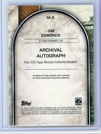 Jim Edmonds 2025 Topps Museum Collection Autograph #'d 184/199