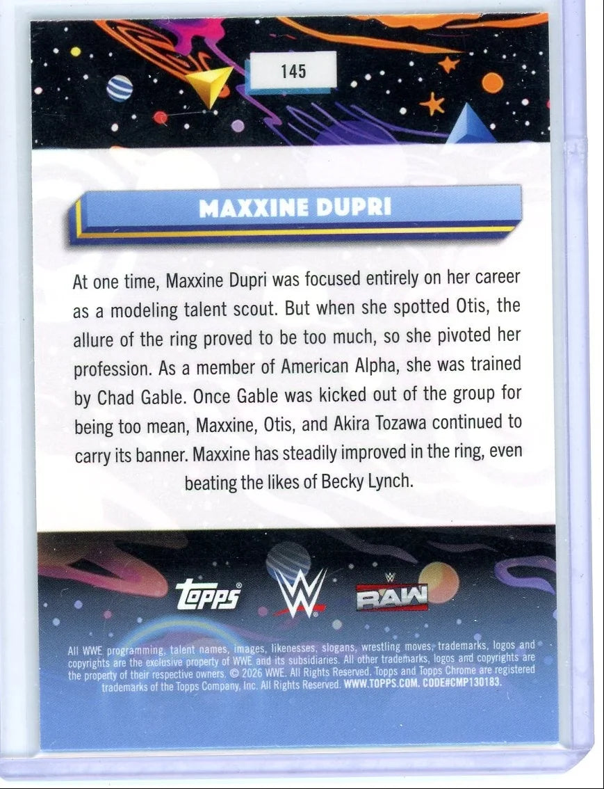 Maxxine Dupri 2026 Topps Cosmic Chrome Green Space Dust #'d 01/75