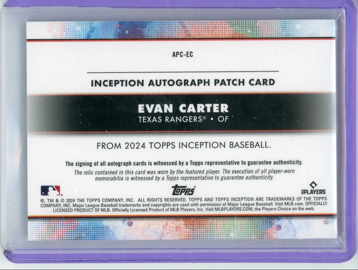 Evan Carter 2024 Topps Inception RPA #'d 41/50