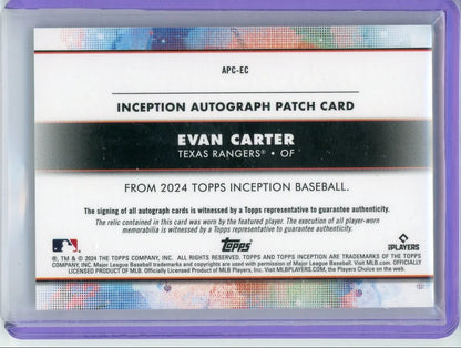 Evan Carter 2024 Topps Inception RPA #'d 41/50