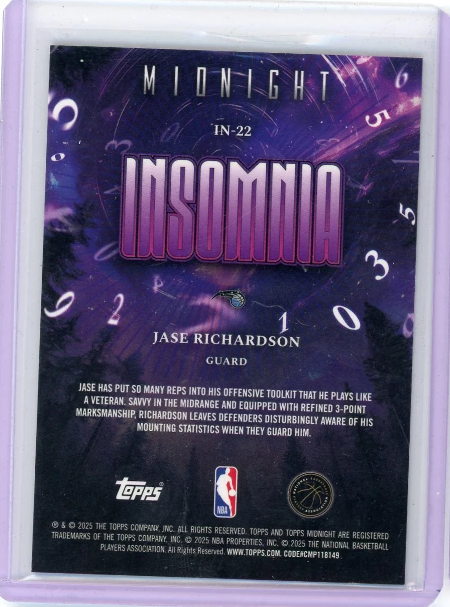 Jase Richardson 2025 Topps Midnight Insomnia #'d 21/149