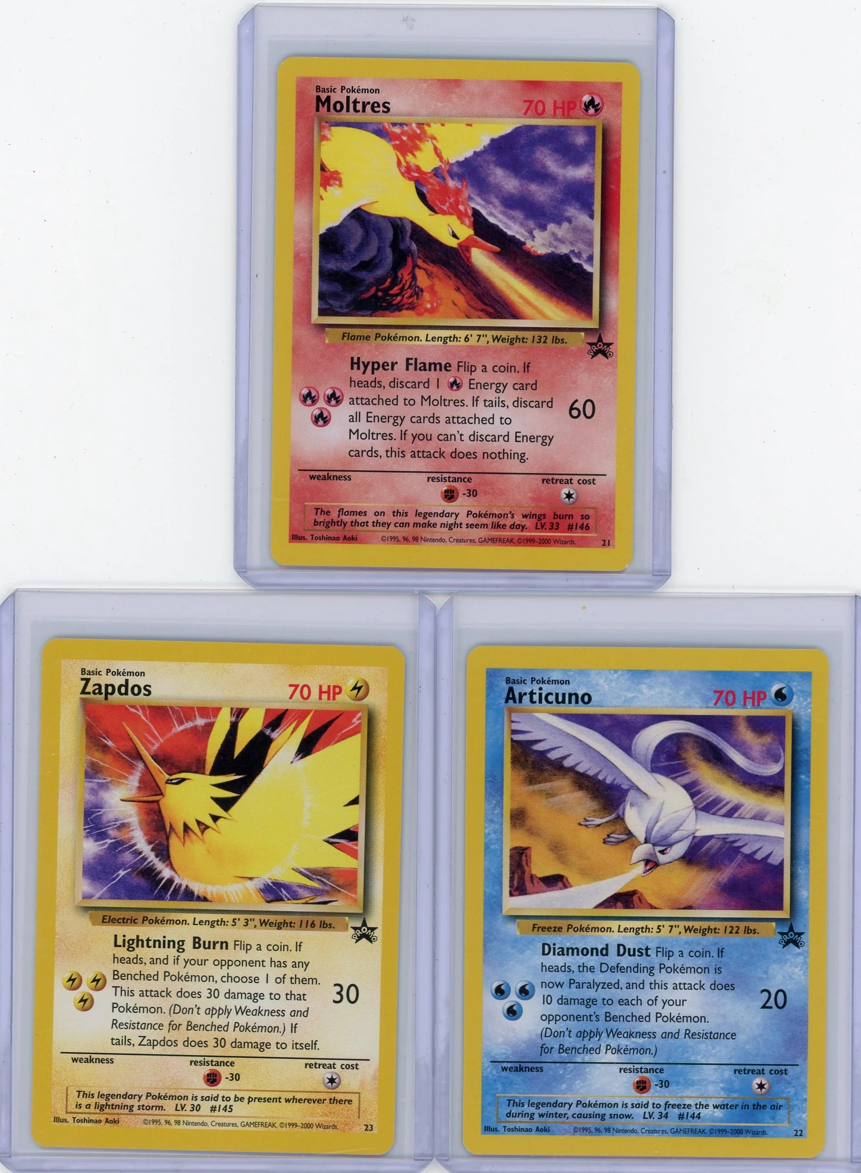 Moltres Articuno Zapdos 2000 Pokemon Promos #21-23 3-card lot (Aoki)