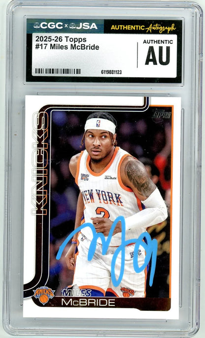Miles McBride 2025-26 Topps CGC x JSA Authentic Auto