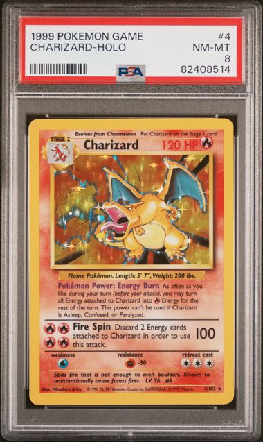 Charizard 1999 Pokemon Base Set holo #4/102 PSA 8