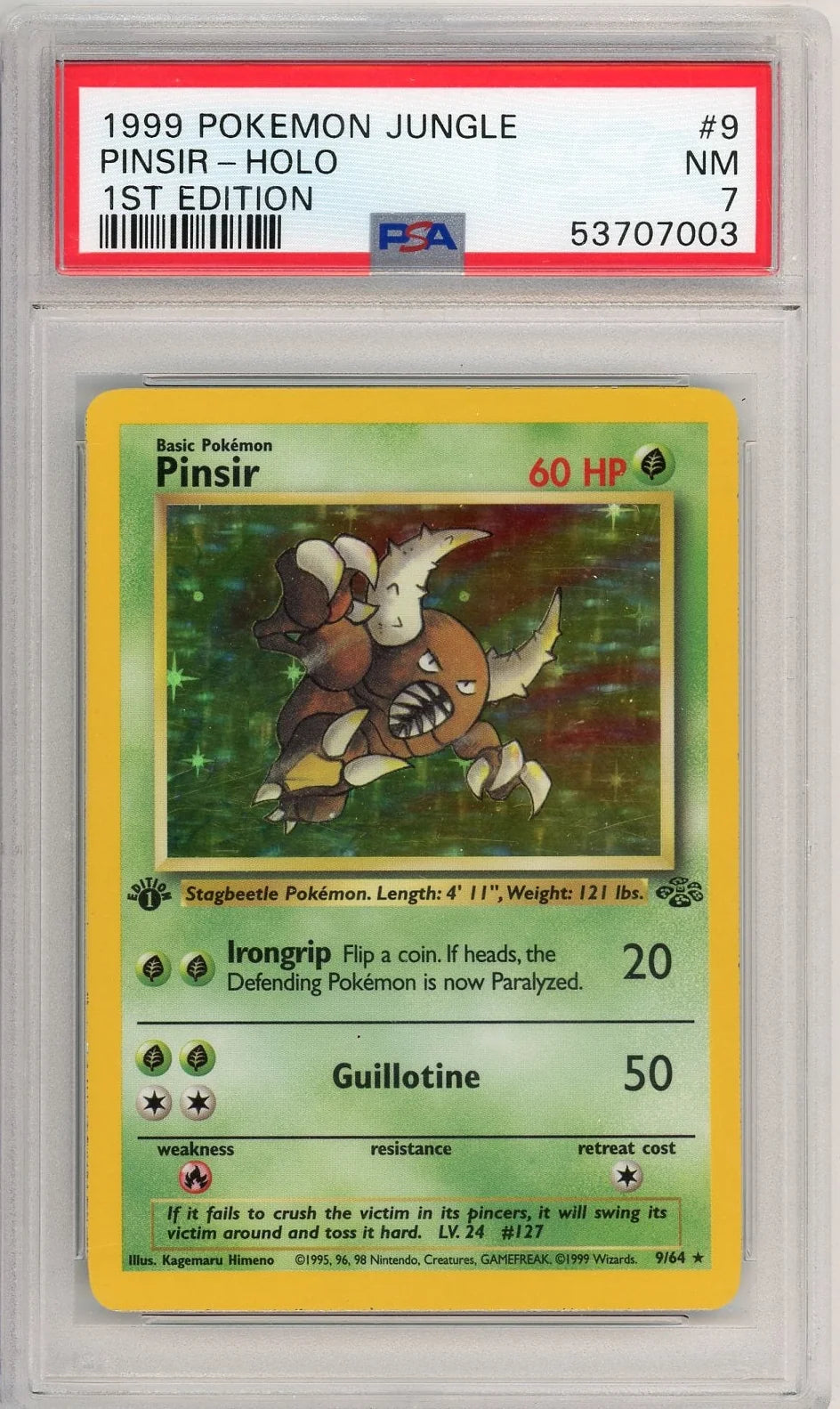 Pinsir 1999 Pokemon Jungle 1st Edition holo #9/64 PSA 7