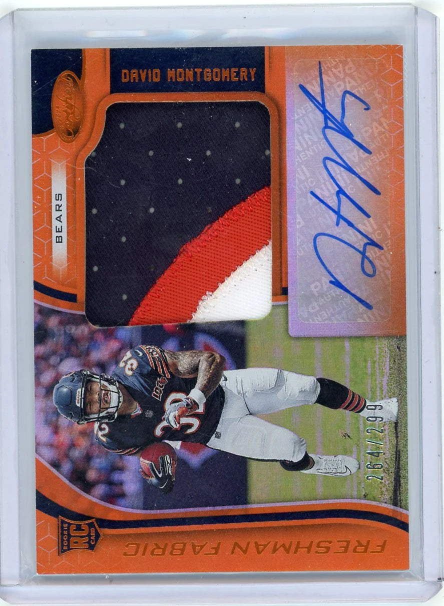 David Montgomery 2019 Panini Certified Freshman Fabrics RPA #'d 264/299