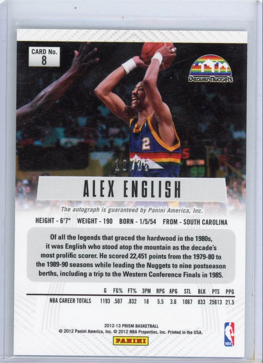 Alex English 2012-13 Panini Prizm autograph silver #'d 18/25