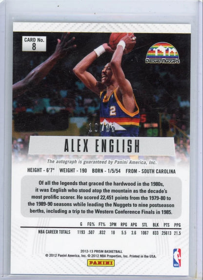 Alex English 2012-13 Panini Prizm autograph silver #'d 18/25