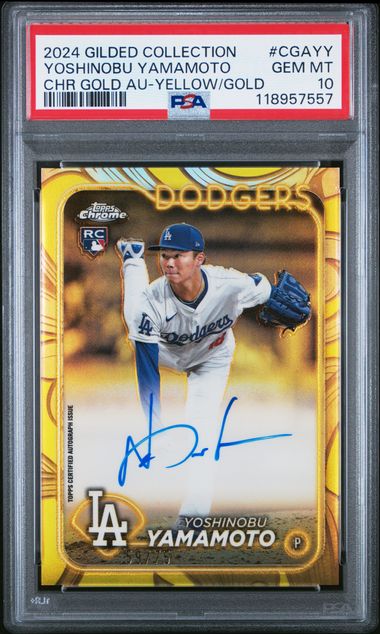 Yoshinobu Yamamoto 2024 Topps Gilded Collection Autograph rookie card #'d 59/75 PSA 10