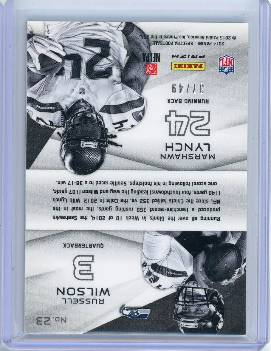 Russell Wilson Marshawn Lynch 2014 Panini Spectra Dynamic Duos #'d 37/49