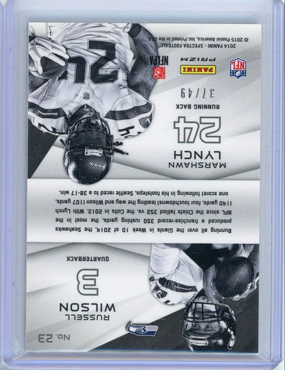 Russell Wilson Marshawn Lynch 2014 Panini Spectra Dynamic Duos #'d 37/49