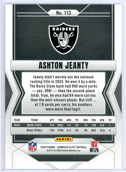 Ashton Jeanty 2025 Panini Donruss Elite Rookie Status Green #'d 465/499
