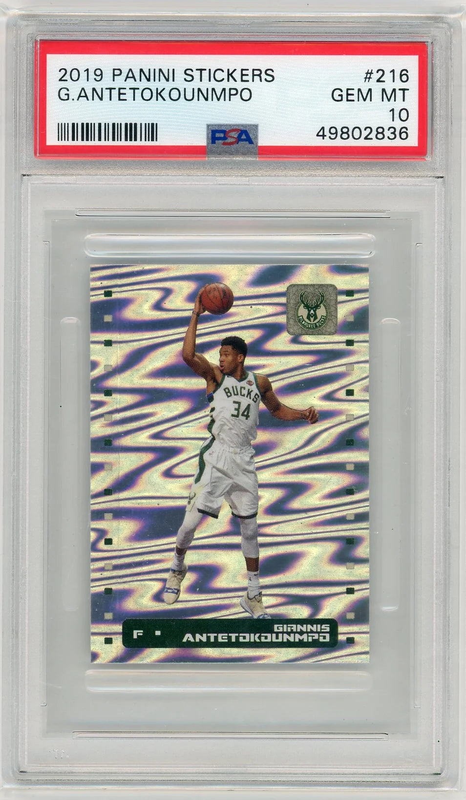 Giannis Antetokounmpo 2019 Panini Stickers PSA 10