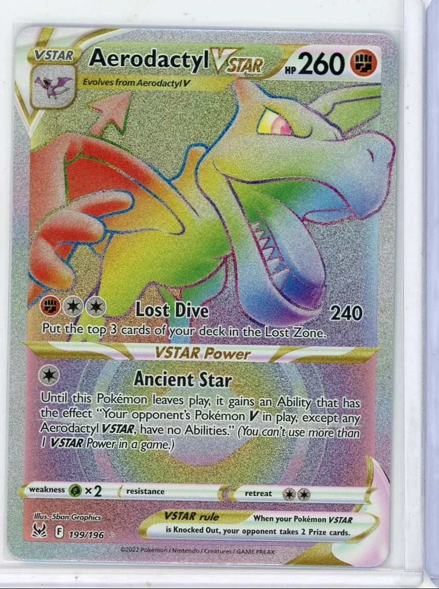 Aerodactyl Vstar Pokémon Lost Origin Rainbow Secret Rare #199/196