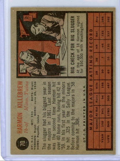 Harmon Killebrew 1962 Topps #70