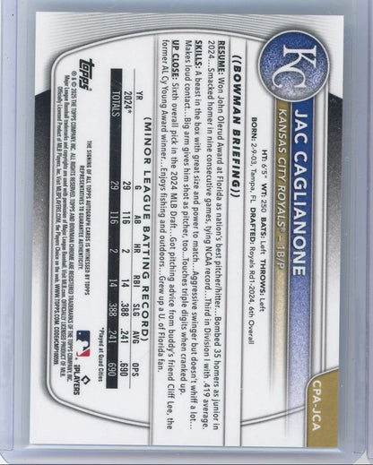 Jac Caglianone 2025 Bowman Chrome autograph