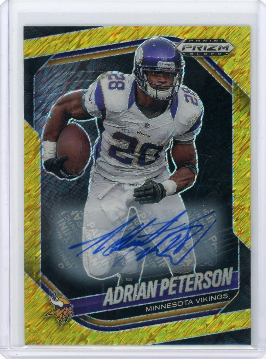 Adrian Peterson 2025 Panini Prizm Gold Shimmer Auto #'d 01/10