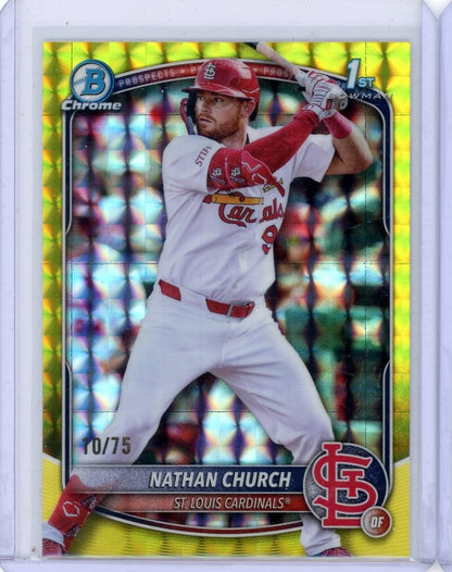 Nathan Church 2025 1st Bowman Chrome Yellow Geometric #'d 10/75