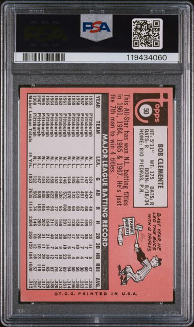 Bob Clemente 1969 Topps #50 PSA 5