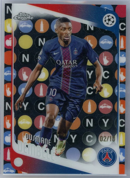 Ousmane Dembele 2025-26 Topps Chrome UEFA Big Apple SP black ref. #'d 02/10