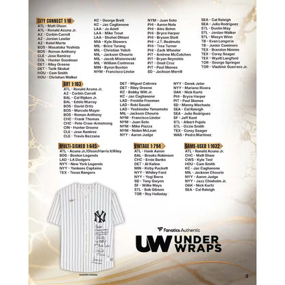 2026 Under Wraps Autographed MLB Jerseys Vol. I