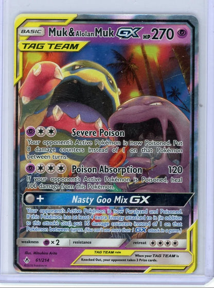 Muk & Alolan Muk GX Pokémon Unbroken Bonds Ultra-Rare #61/214
