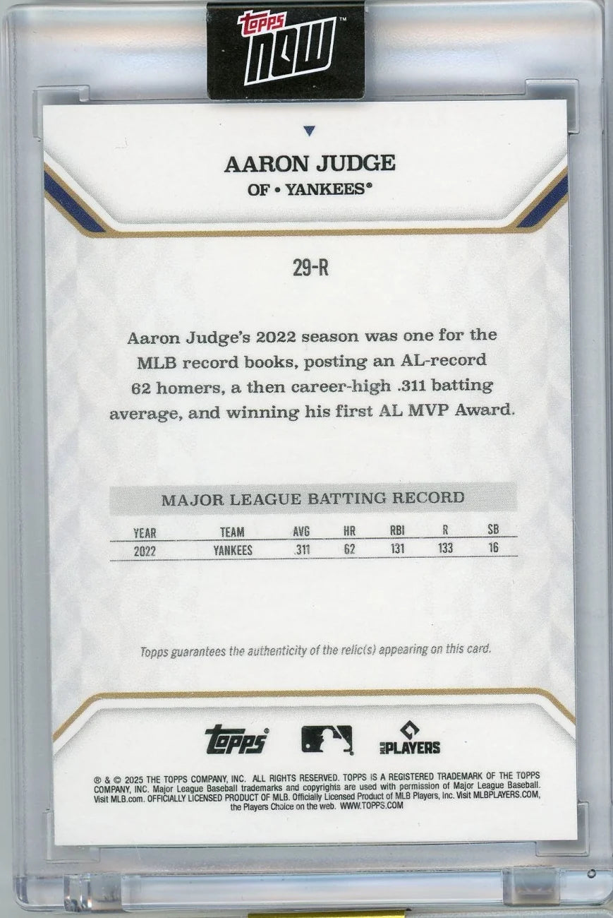 Aaron Judge 2025 Topps Now MVP Collection Rose Gold #'d 13/17