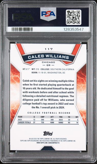 Caleb Williams 2024 Topps Resurgence RC PSA 9