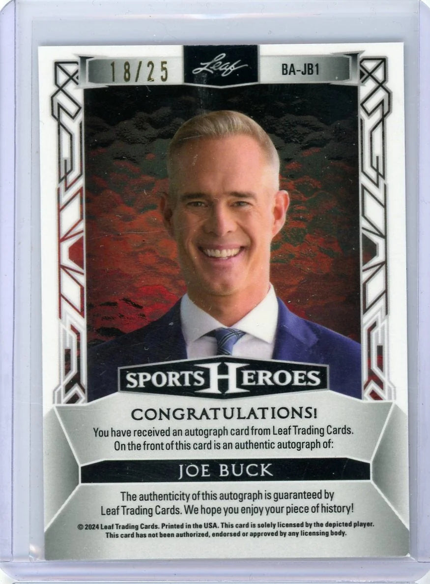 Joe Buck 2024 Leaf Sports Heroes autograph #'d 18/25