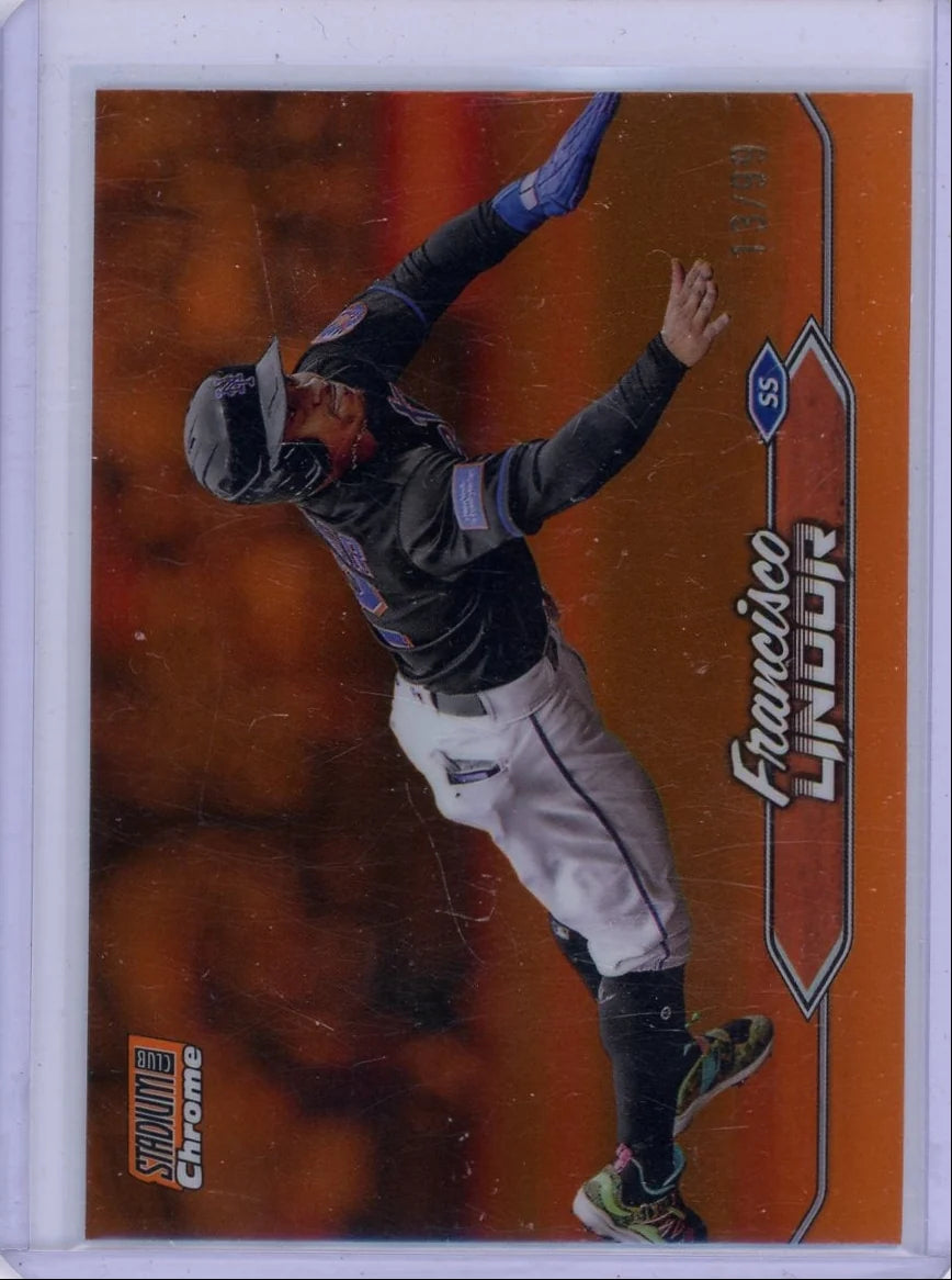 Francisco Lindor 2024 Topps Stadium Club Chrome Orange Refractor #'d 13/99