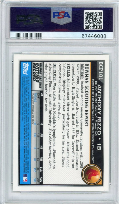 Anthony Rizzo 2010 1st Bowman Chrome PSA 9