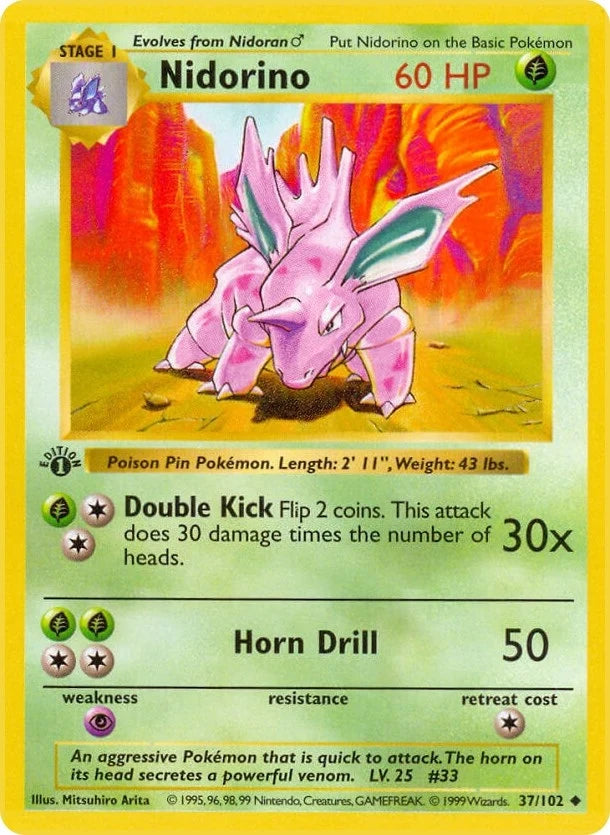 Nidorino (037/102) (Base Set (Shadowless)) (BSS)