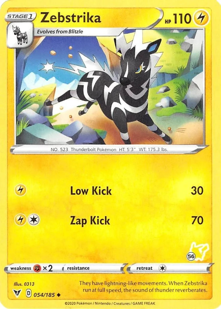 Zebstrika - 054/185 (#56 Pikachu Stamped) (054/185) (Battle Academy 2022) (BA22)