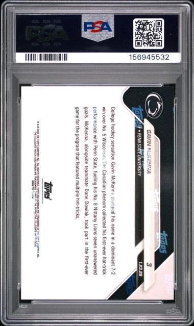 Gavin McKenna 2025 Bowman U Now 1st Hat-Trick Orange #'d 08/25 PSA 10