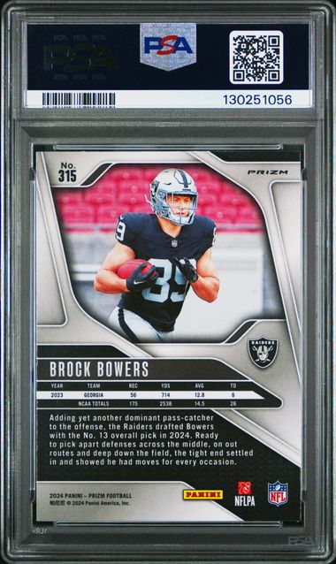 Brock Bowers Panini Pink Wave Prizm RC PSA 9