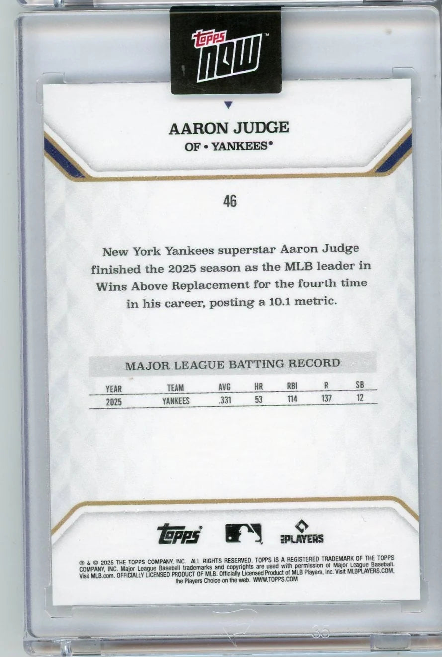Aaron Judge 2025 Topps Now MVP Collection Purple #'d 46/75