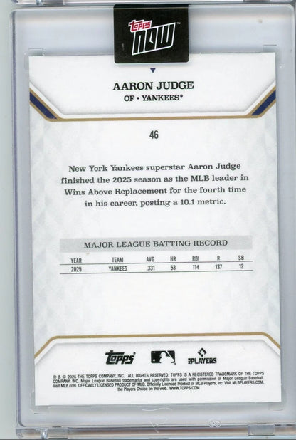 Aaron Judge 2025 Topps Now MVP Collection Purple #'d 46/75