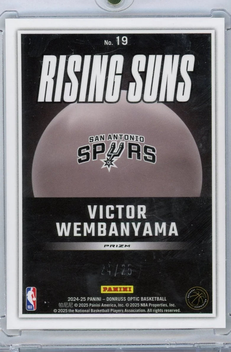 Victor Wembanyama 2024 Panini Donruss Optic Rising Suns Ice #'d 24/25